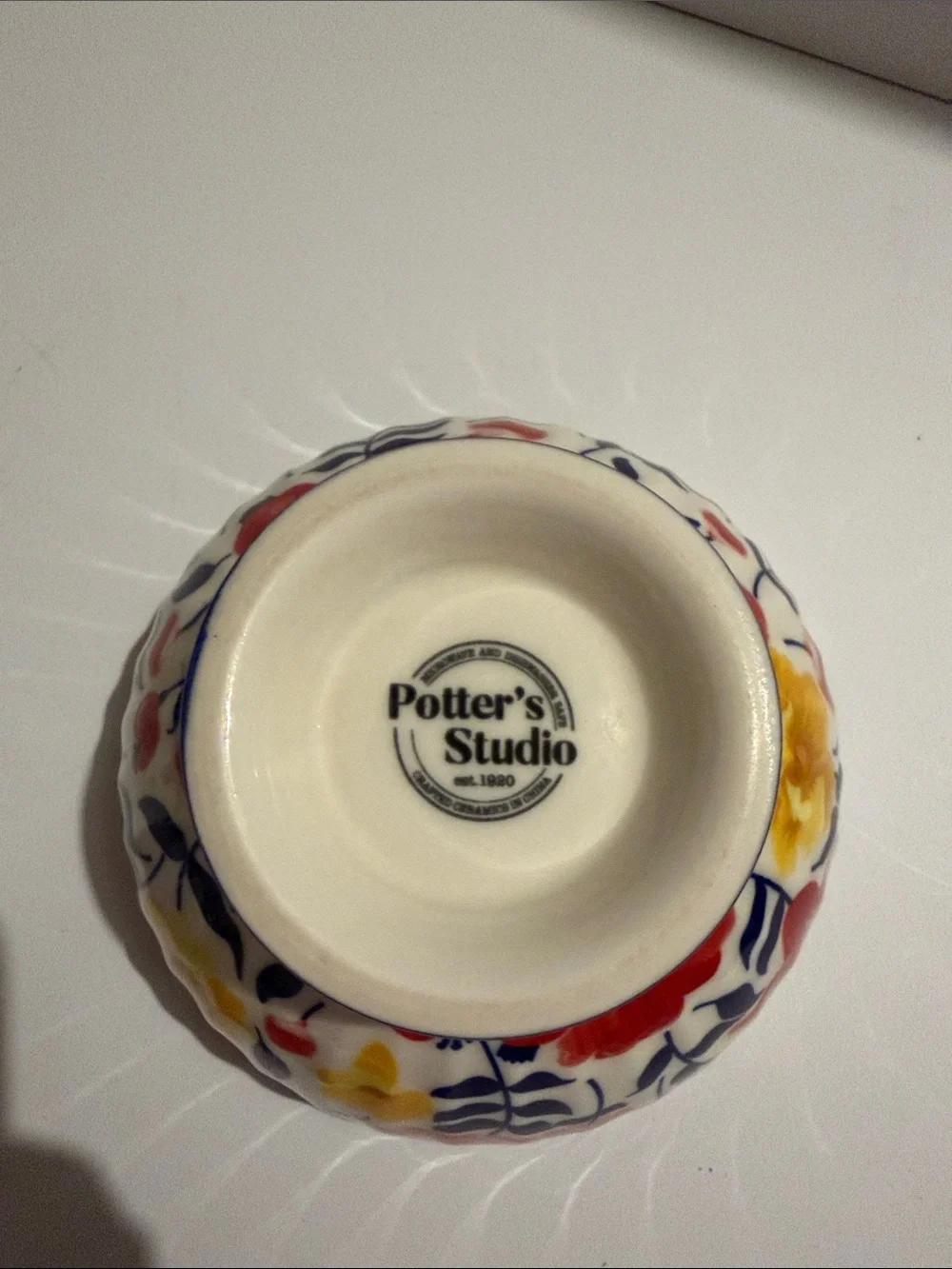 Potter's Studio Ceramic Floral Soup Salad Snack Bowl